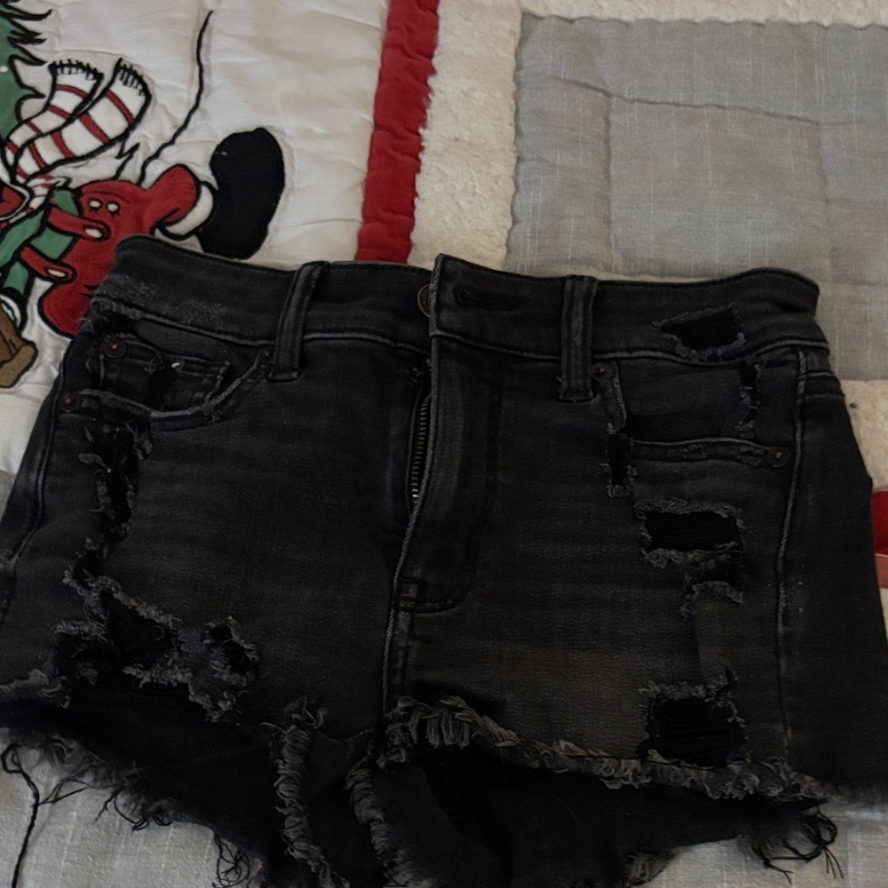 American Eagle Outfitters Black Distressed Jean Shorts